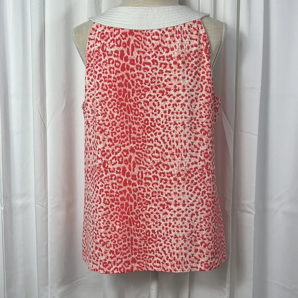J. McLaughlin XL White/Red Animal Print Blouse - Picture 6 of 10